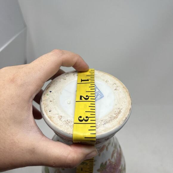 12.5" Vintage VTG Chinese Peacock Bird Vase Marked - Picture 13 of 13